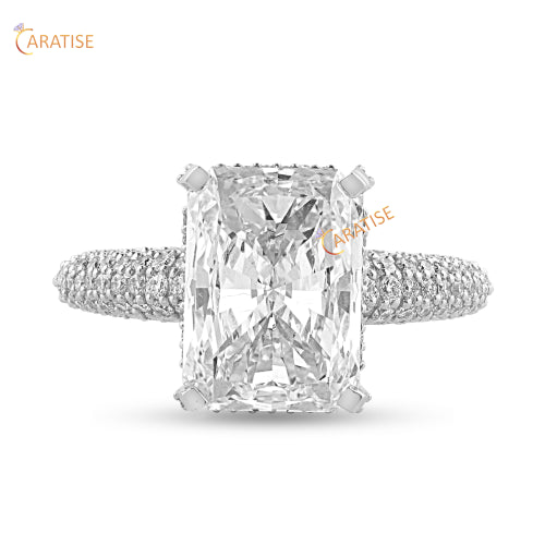 6.21 TDW Radiant & Round Cut Dimaond Ring 925 Silver