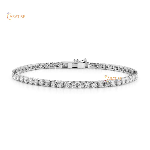 4.60 TDW Round Cut Diamond Tennis Bracelet 925 Silver