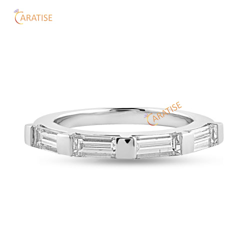 2.00 TDW Baguette Cut Moissanite Eternity Band Ring 925 Silver