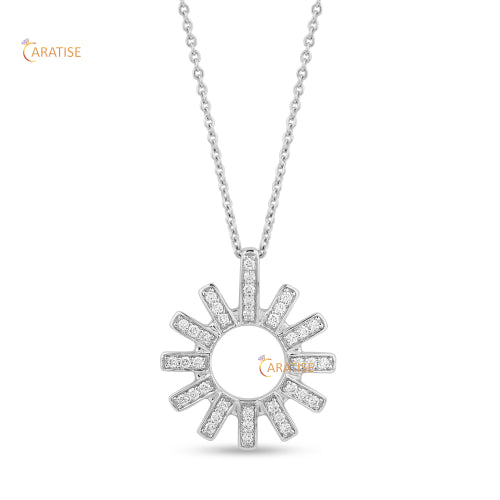 0.34 TDW Round Cut Diamond Custom Pendant With Chain 925 Silver