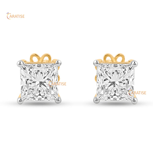 0.60 TDW Princess Cut Diamond Stud 925 Silver