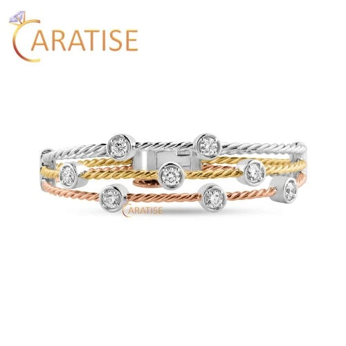 2.00 TDW Round Cut Diamond Slider Bracelet 925 Silver