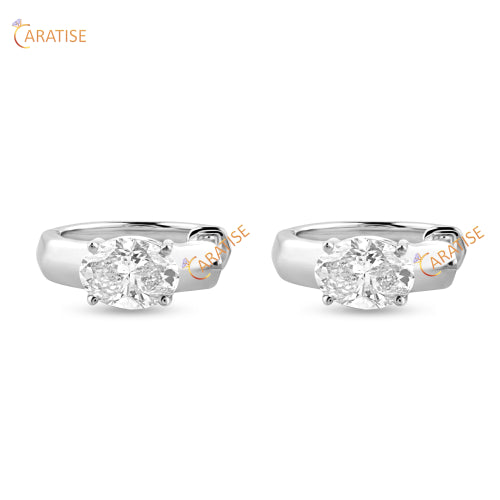 0.90 TDW Oval Cut Diamond Hoop Earring 925 Silver