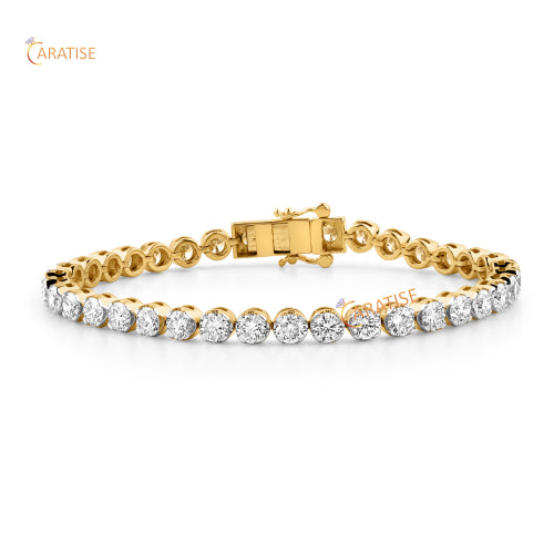 3.036 TDW Round Cut Diamond Bracelet Tennis Bracelet 925 Silver