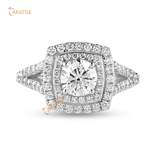 1.73 TDW Round Cut Diamond Engagement Ring 925 Silver