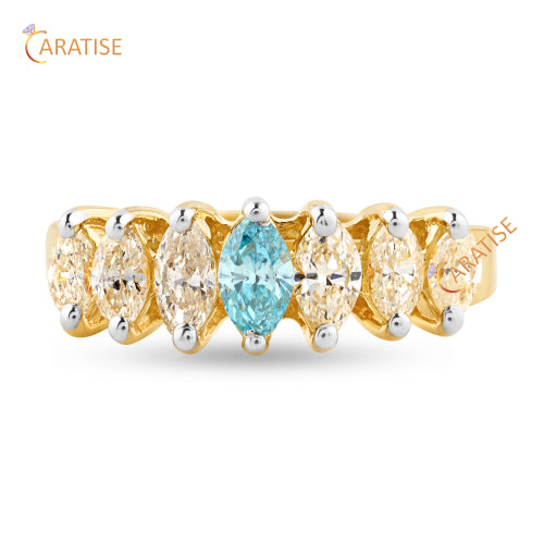 1.40 TDW F.B.Marquise & Marquise Cut Diamond Eternity Band Ring 925 Silver