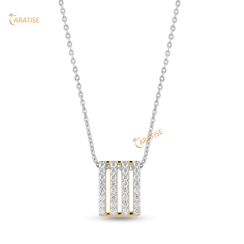 0.352 TDW Round Cut Diamond Custom Pendant With Chain 925 Silver