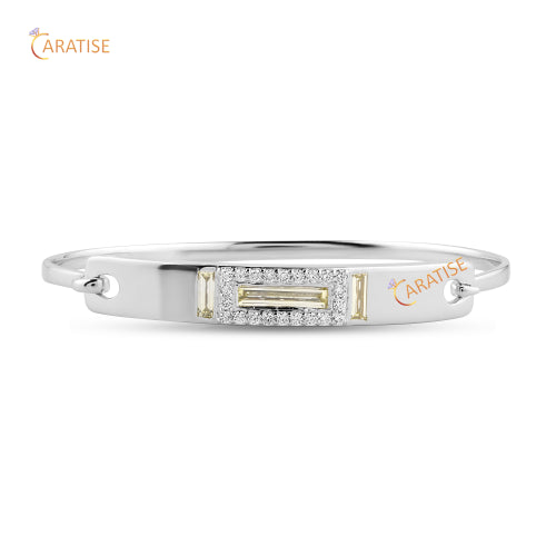 1.866 TDW Baguette & Round Cut Diamond Bracelet 925 Silver