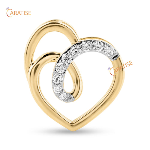 0.20 TDW Round Cut Heart Diamond Pendant 925 Silver