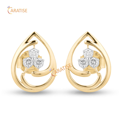 0.21 TDW Round Cut Diamond Stud Earring 925 Silver