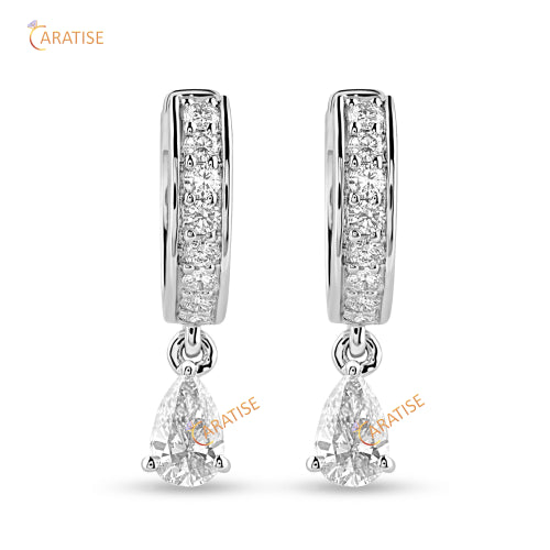 0.88 TDW Pear And Round Cut Diamond Earring 925 Silver