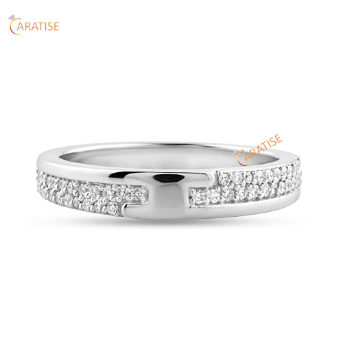 0.24 TDW Round Cut Diamond Band Ring 925 Silver