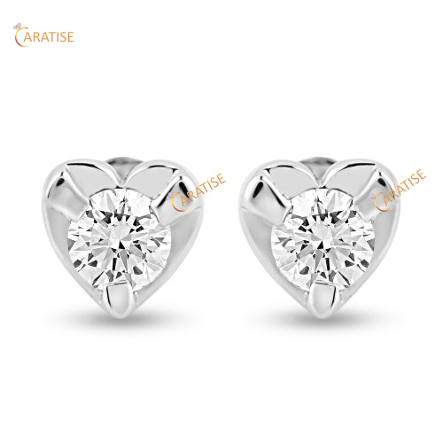 0.68 TDW Round Cut Diamond Stud Earring 925 Silver