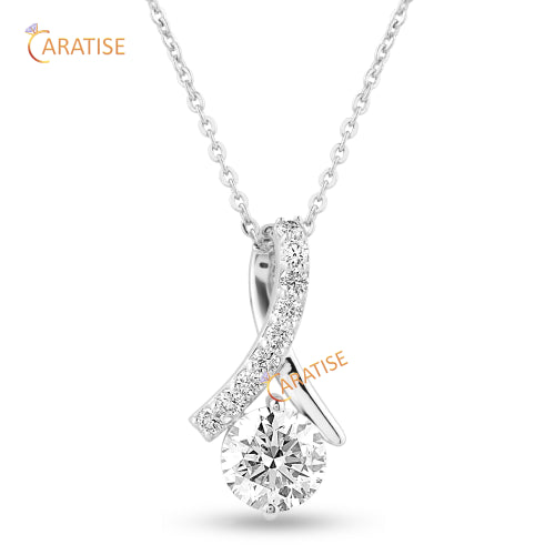 1.58 TDW Round Cut Diamond Custom Pendant 925 Silver