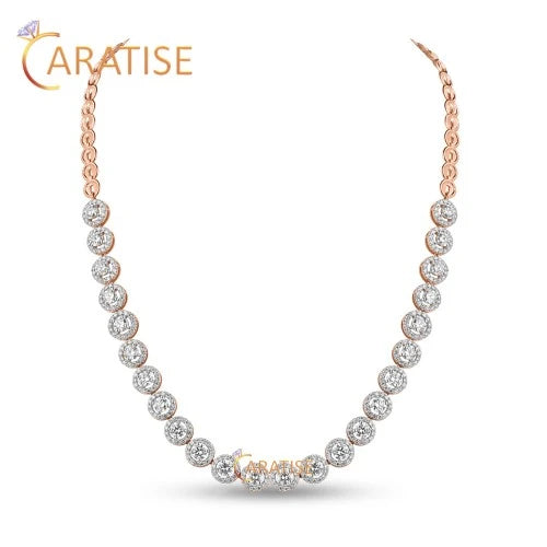 14.17 TDW Round Cut Diamond Necklace 925 Silver