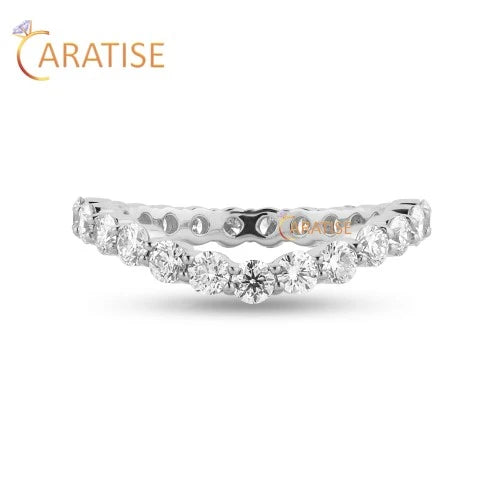 1.925 TDW Round Cut Diamond Ring 925 Silver