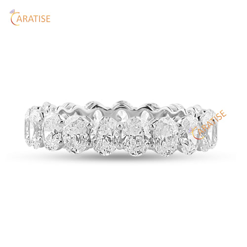 5.19 TDW Oval Cut Moissanite Diamond Eternity Band Ring 925 Silver