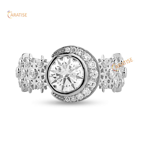 1.14 TDW Round Cut Moissanite Diamond Engagement Ring 925 Silver