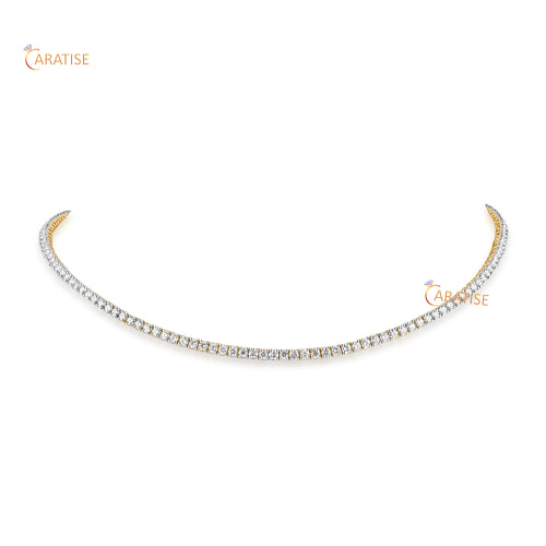 10.08 TDW Round Brilliant Cut Diamond Necklace 925 Silver