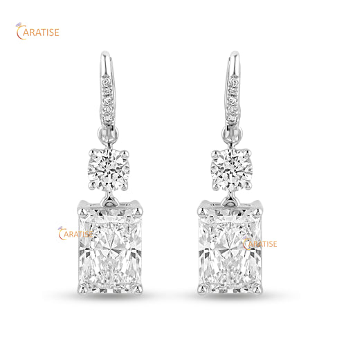 8.88 TDW Radiant & Round Cut Diamond Earring 925 Silver
