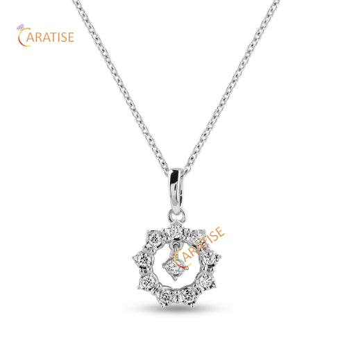 0.16 TDW Round Cut Diamond Custom Pendant With Chain 925 Silver
