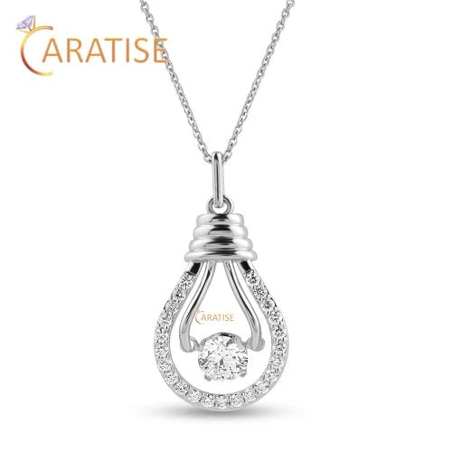 1.46 TDW Round Brilliant Cut Diamond Pendant With Chain 925 Silver