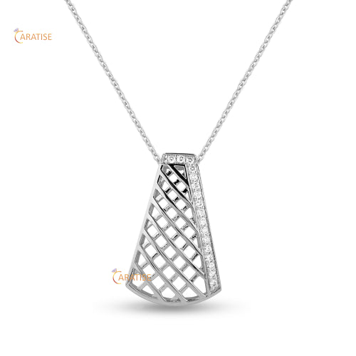 0.204 TDW Round Cut Diamond Pendant 925 Silver