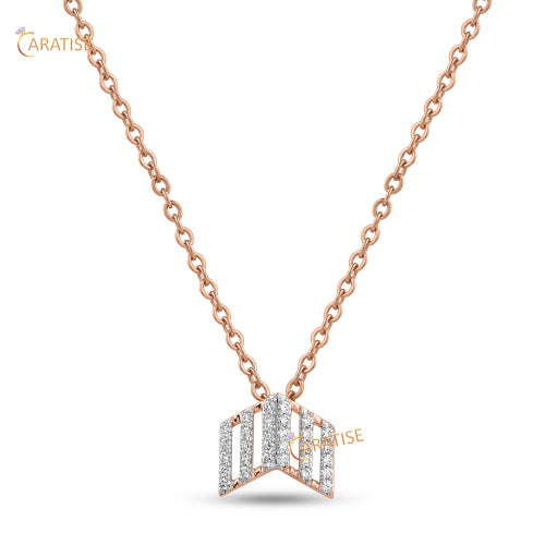 0.15 TDW Round Cut Diamond Custom Pendant With Chain 925 Silver