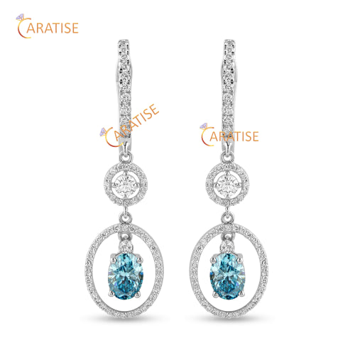 2.59 TDW F.B. Oval And Round Cut Diamond Earring 925 Silver