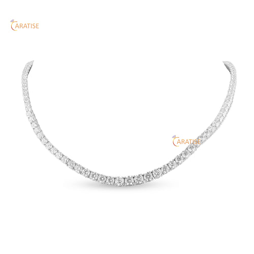 21.50 TDW Round Cut Diamond Necklace 925 Silver