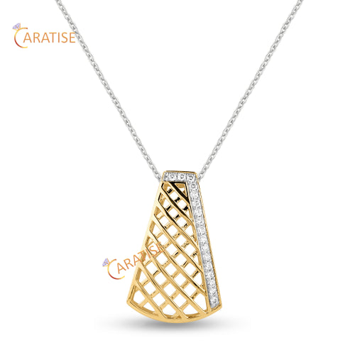 0.204 TDW Round Cut Diamond Custom Pendant With Chain 925 Silver