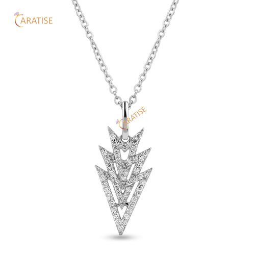 0.42 TDW Round Cut Diamond Custom Pendant With Chain 925 Silver