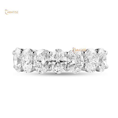 2.03 TDW Oval Cut Moissanite Diamond Eternity Band Ring 925 Silver