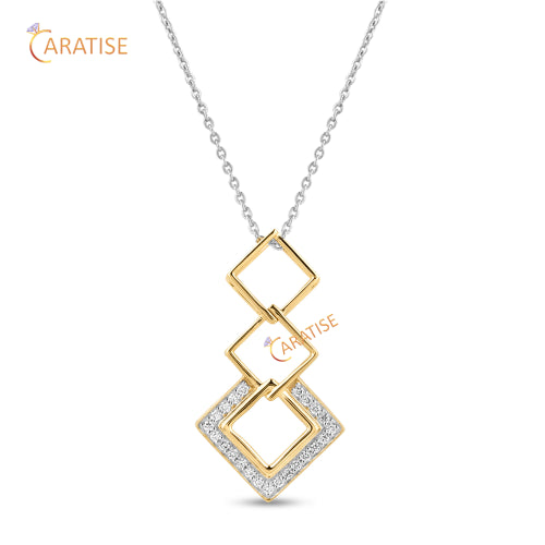 0.23 TDW Round Cut Diamond Custom Pendant With Chain 925 Silver