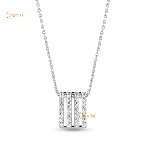 0.352 TDW Round Cut Diamond Custom Pendant With Chain 925 Silver