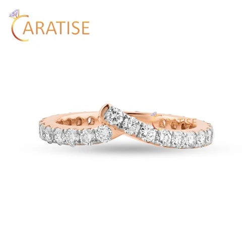 1.23 TDW Round Cut Diamond Engagement Eternity Band Ring 925 Silver