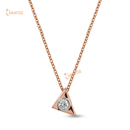 0.30 TDW Round Cut Diamond Solitaire Pendant With Chain 925 Silver