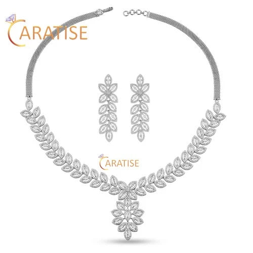 16.936 TDW Marquise & Round Cut Diamond Necklace 925 Silver