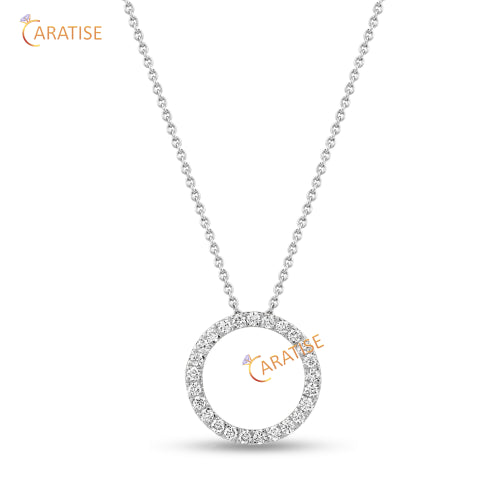 0.23 TDW Round Cut Diamond Custom Pendant With Chain 925 Silver