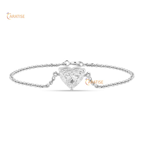 3.09 CT Heart Cut Diamond Slider Bracelet 925 Silver