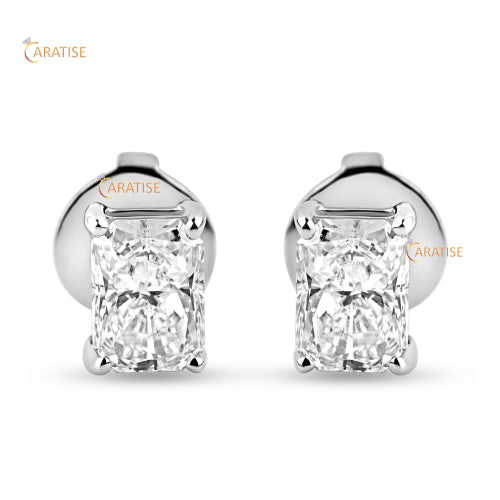 0.76 TDW Radiant Cut Diamond Earring 925 Silver