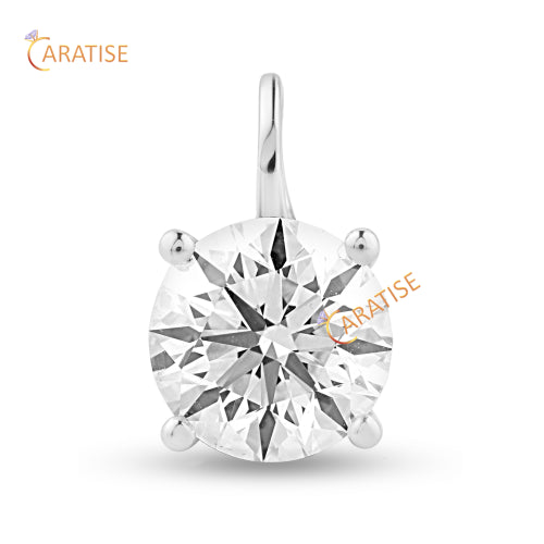 1.00 TDW Round Cut Diamond Solitaire Pendant 925 Silver
