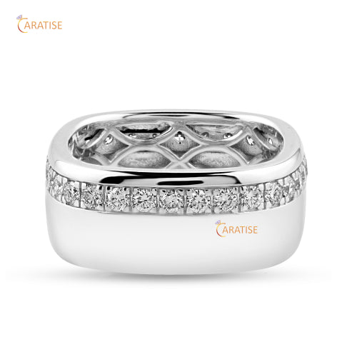 1.12 TDW Round Cut Moissanite Diamond Men's Band 925 Silver