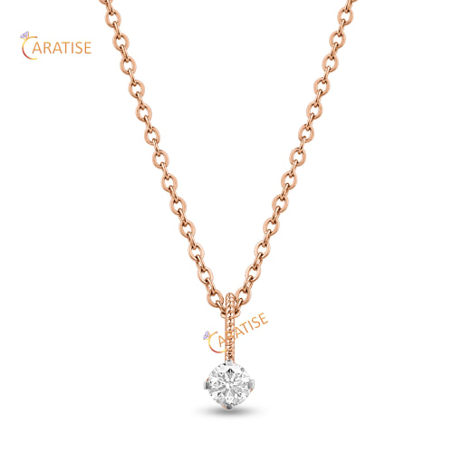 0.33 TDW Round Cut Diamond Custom Pendant With Chain 925 Silver