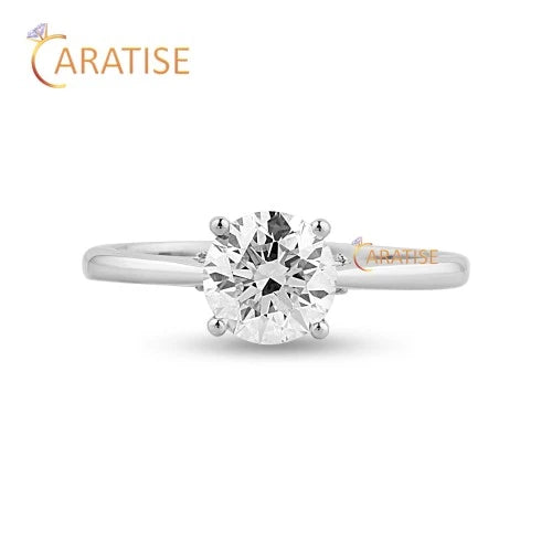 1.16 TDW Round Cut Moissanite Diamond Solitaire Ring 925 Silver