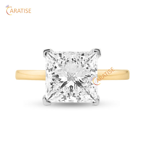 3.62 TDW Princess Cut Diamond Solitaire Ring 925 Silver