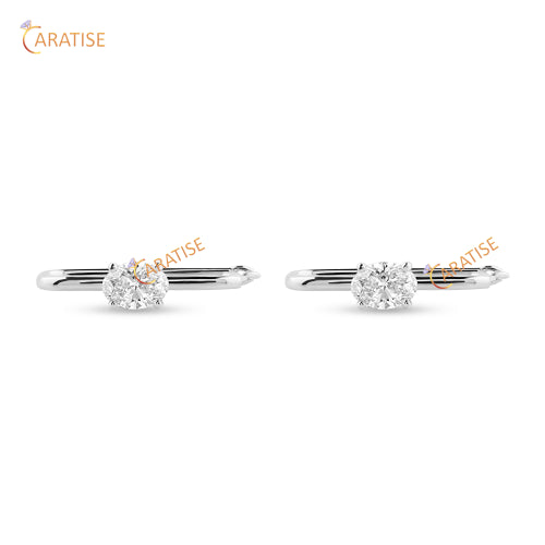 1.00 TDW Oval Cut Diamond Hoop Earring 925 Silver