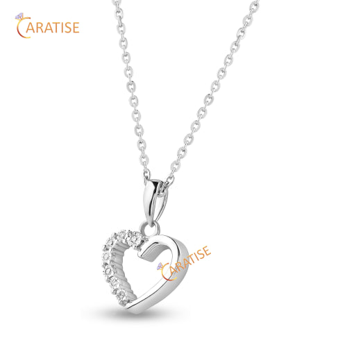 0.014 TDW Round Cut Heart Diamond Heart Pendant 925 Pendant