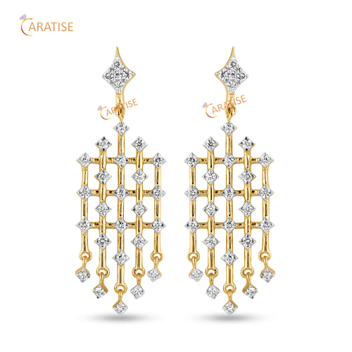 0.48 TDW Round Cut Diamond Drop & Dangle Earring 925 Silver