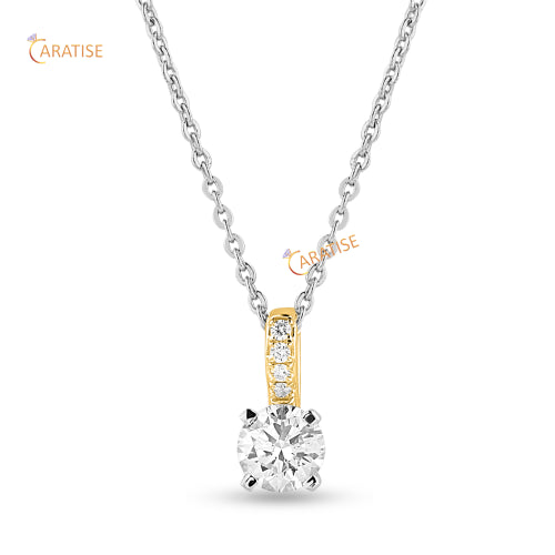 0.536 TDW Round Cut Diamond Custom Pendant 925 Silver